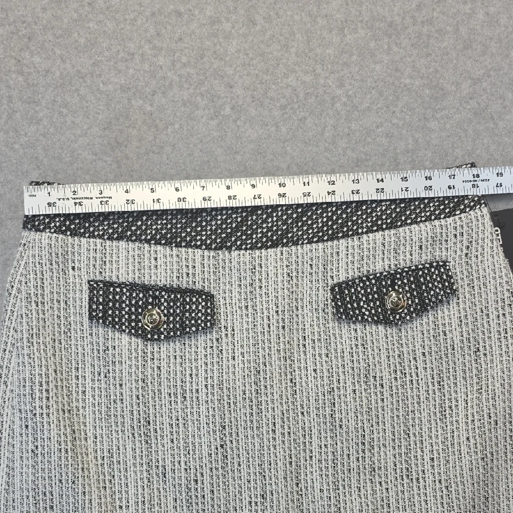 Karl Lagerfeld Paris Tweed Mini Skirt Black White Size 14 NWT